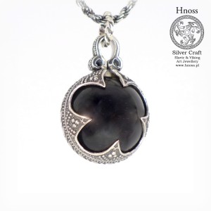 Kula Wikingów srebrny amulet naszyjnik z Onyxem 20mm Lina