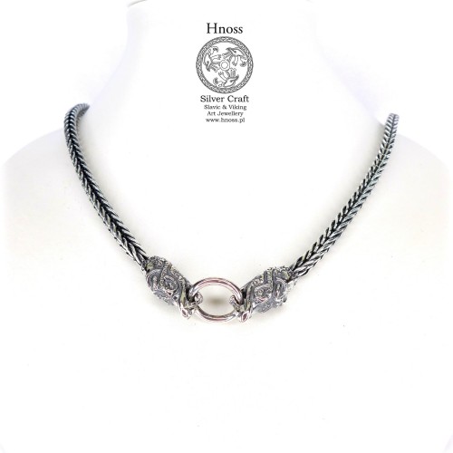 Silver Chain Fox Tail - 4mm width  50cm length with Wolf Fenrir Heads SH.jpg