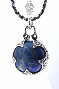 Kula Wikingów srebrny amulet naszyjnik z Lapisem Lazuli 20mm 