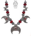 Lunula Silver Custom Necklace with Garnet & Glass by Hnoss Silver Craft