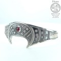 Amulet Lunula Silver Bracelet with Garnet & Slavic Ornaments.jpg