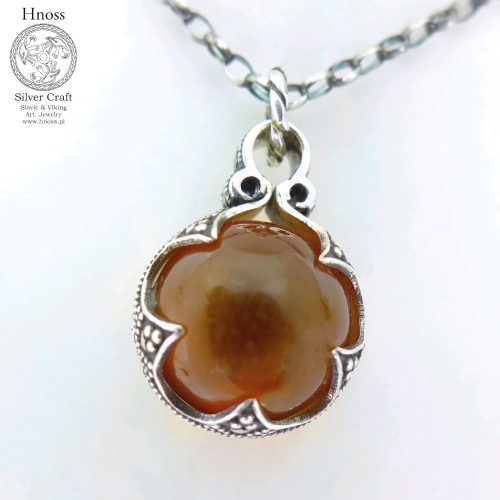Viking Balls Amulet Necklace with amber 
by Hnoss Silver Craft .