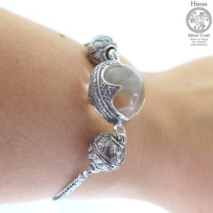 Kula Wikingów srebrny amulet bransoleta z Kryształem Górskim