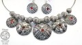 Silver "Viking Queen" Necklace
 & Earrings with Granulate & Garnets
by Hnoss Silver Craft.