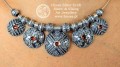 Silver "Viking Queen" Necklace
 & Earrings with Granulate & Garnets
by Hnoss Silver Craft