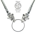 Silver Chain Fox Tail - 4mm width, 50cm length with Wolf Fenrir Heads Birka