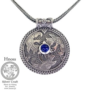 Kruki Triskelion srebrny amulet naszyjnik z Lapisem Lazuli