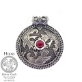 Silver Ravens Triskelion Pendant with Garnet by Hnoss Silver Craft