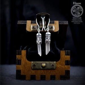 Svendborg Svantevit srebrne długie kolczyki z Kryształem Górskim