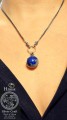 Viking Ball Amulet Necklace with Lapis Lazuli and Chain with Dragon Heads by Hnoss Silver Craft