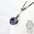 Viking Ball Amulet Necklace with Lapis Lazuli and Chain with Dragon Heads by Hnoss Silver Craft