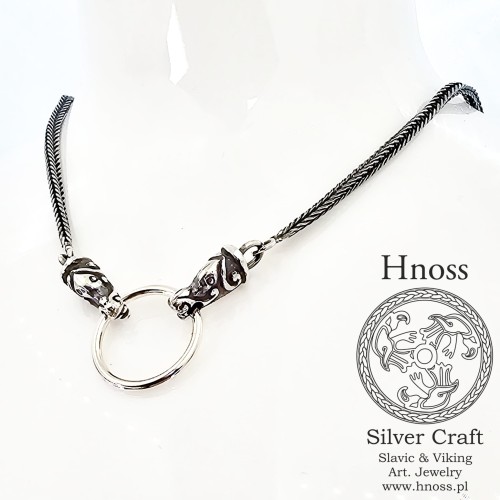 Srebrny Łańcuszek Lisi Ogon z głowami smoków z Hnoss Silver Craft