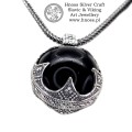 Viking Ball Amulet Necklace with Onyx by Hnoss Silver Craft.