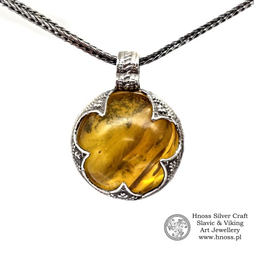 Viking Ball Amulet Necklace with Baltic Amber 20mm
