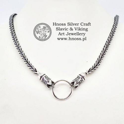 Srebrny Łańcuszek Lisi Ogon z głowami Świętowit ze Svendborg Denmark by Hnoss Silver Craft