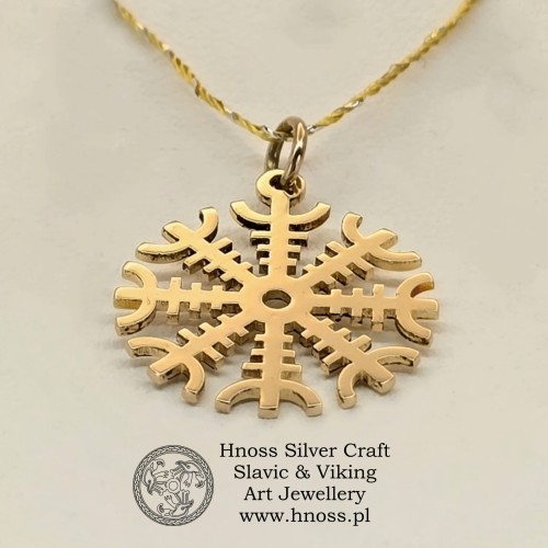 Aegishjalmur - Golden Viking Amulet Pendant by Hnoss Silver Craft