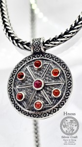 Perun srebrny amulet naszyjnik z Granatami