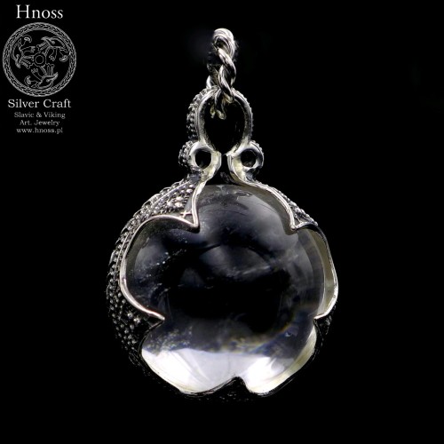 Mountain Crystal 18mm Ball Amulet Pendant by Hnoss Silver Craft
