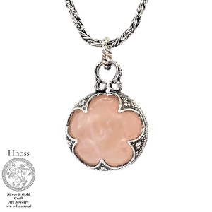 Kula Wikingów srebrny amulet naszyjnik z Kwarcem Różowym 20mm