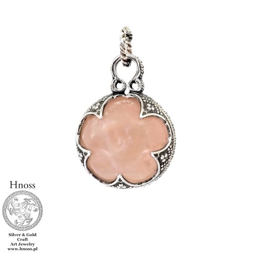 Kula Wikingów srebrny amulet z Kwarcem Różowym 20mm Hnoss Silver Craft