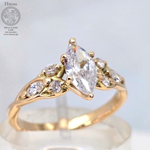 Złoty pierścionek elficki z hnoss silver craft