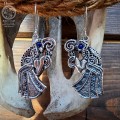 Srebrne kolczyki Kruki Hugin I Munin z Lapis Lazuli z Hnoss Silver Craft