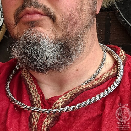 Srebrna Grzywnia - Torque naszyjnik amulet Ruś Kijowska X AD z Hnoss Silver Craft