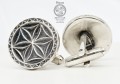 Rozeta Kwiat Życia srebrny amulet spinki do mankietu z Hnoss Silver Craft