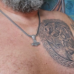 Mjölnir-Młot Thora 3cm Reko, wyspa Oland srebrny łańcuch grubość 4mm długość 60cm