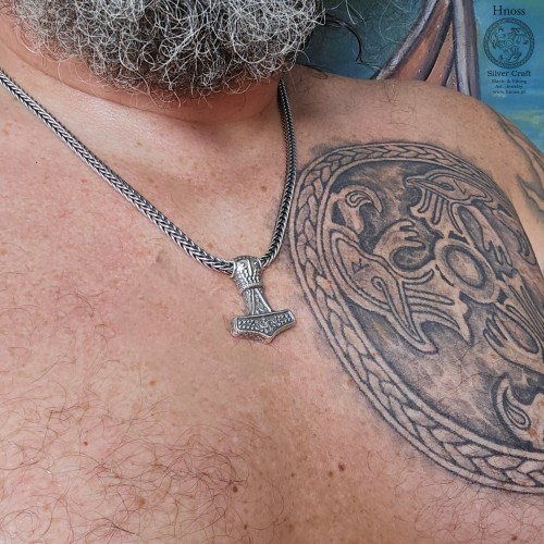 Mjölnir-Młot Thora 3cm Reko, wyspa Oland srebrny łańcuch grubość 4mm długość 60cm z Hnoss Silver Craft