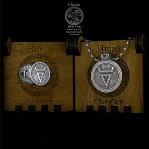 Veles srebrny amulet zestaw naszyjnik i sygnet