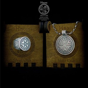 Perun srebrny amulet zestaw naszyjnik i sygnet 