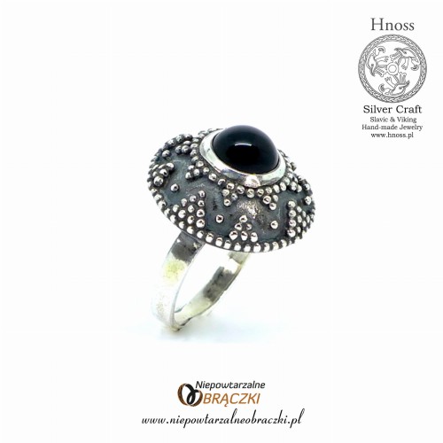 Great Moravian Silver Slavic Ring Garnet with Onyx SH.jpg