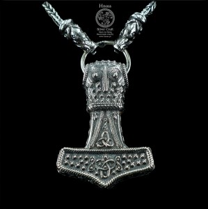Mjölnir-Młot Thora 3cm Reko, wyspa Oland srebrny naszyjnik z głowami smoków