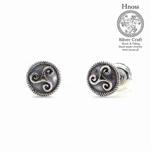 Piny Triskelion srebrne kolczyki sztyfty 6mm