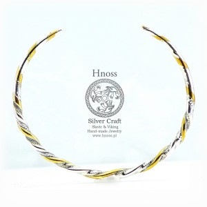 Lunula srebrno-mosiężna bransoleta igłowa