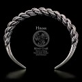 Silver Braided & Hammered Needle Viking & Slavic Lunula Bracelet II - SH 22.jpg