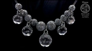 Kula Wikingów srebrny naszyjnik z 5x Kryształami Górskimi