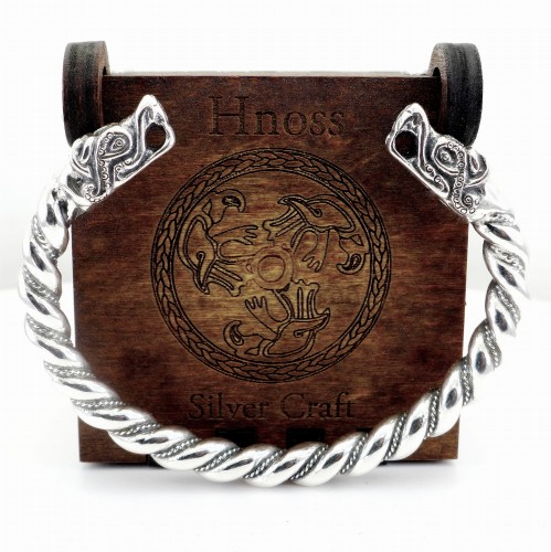 Viking Silver Bracelet with Fenrir Wolf Heads SH.jpg